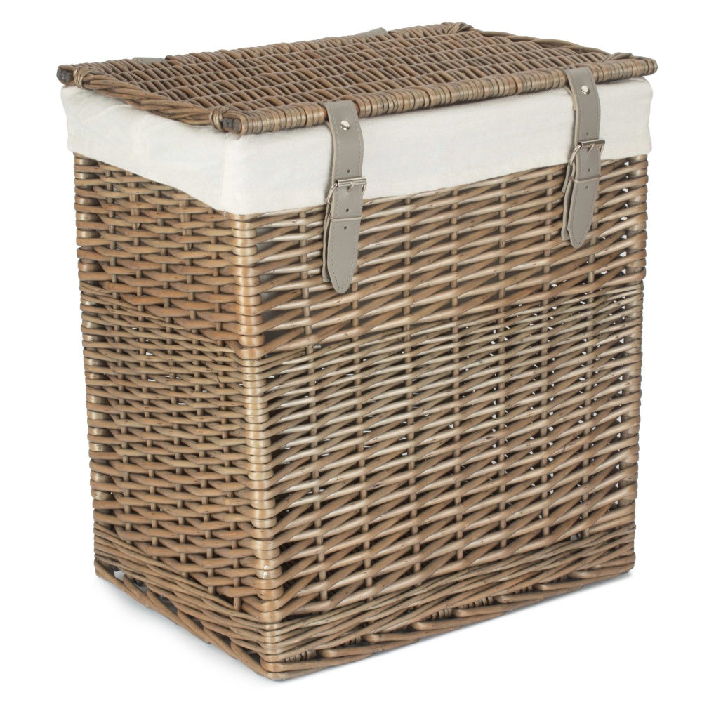 Boutique Antique Wash Wicker Laundry Basket With Lining