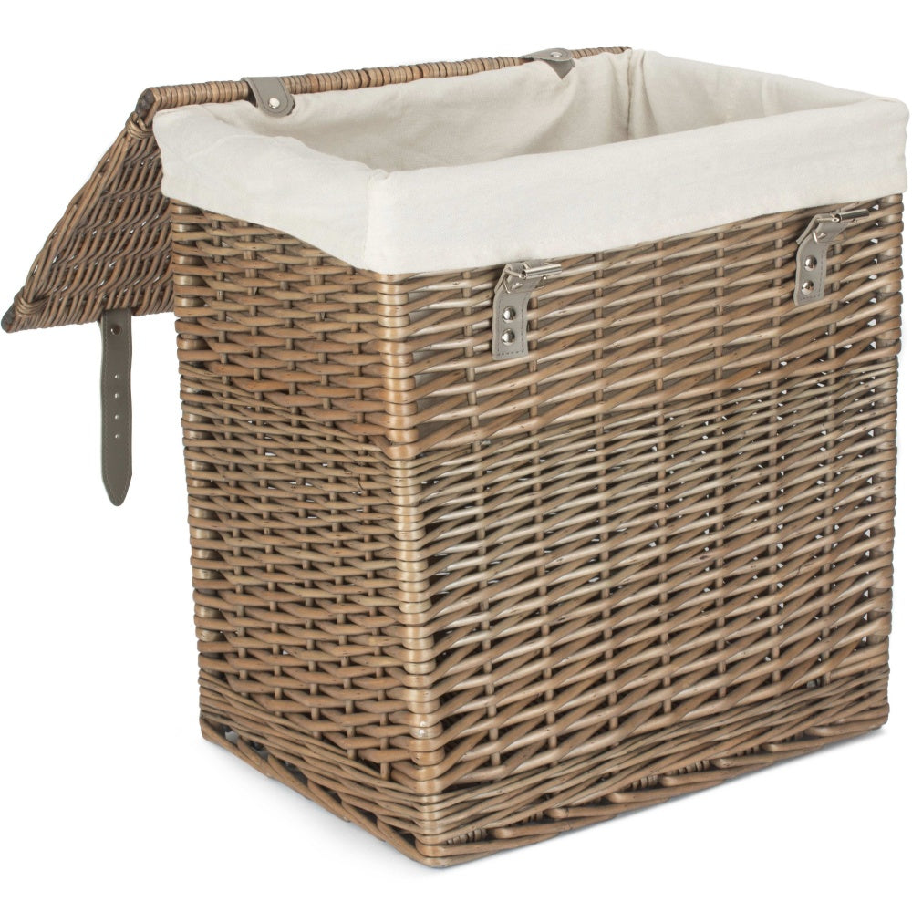 Boutique Antique Wash Wicker Laundry Basket With Lining