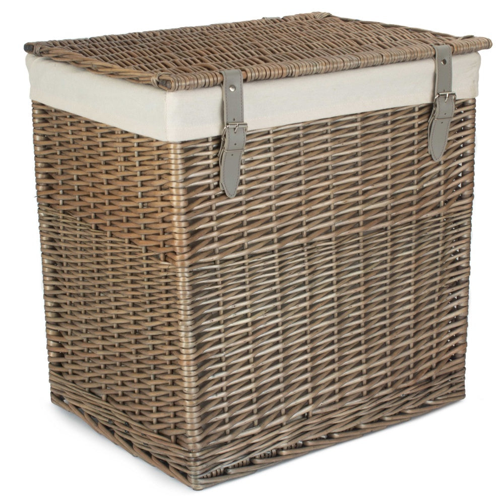 Boutique Antique Wash Wicker Laundry Basket With Lining