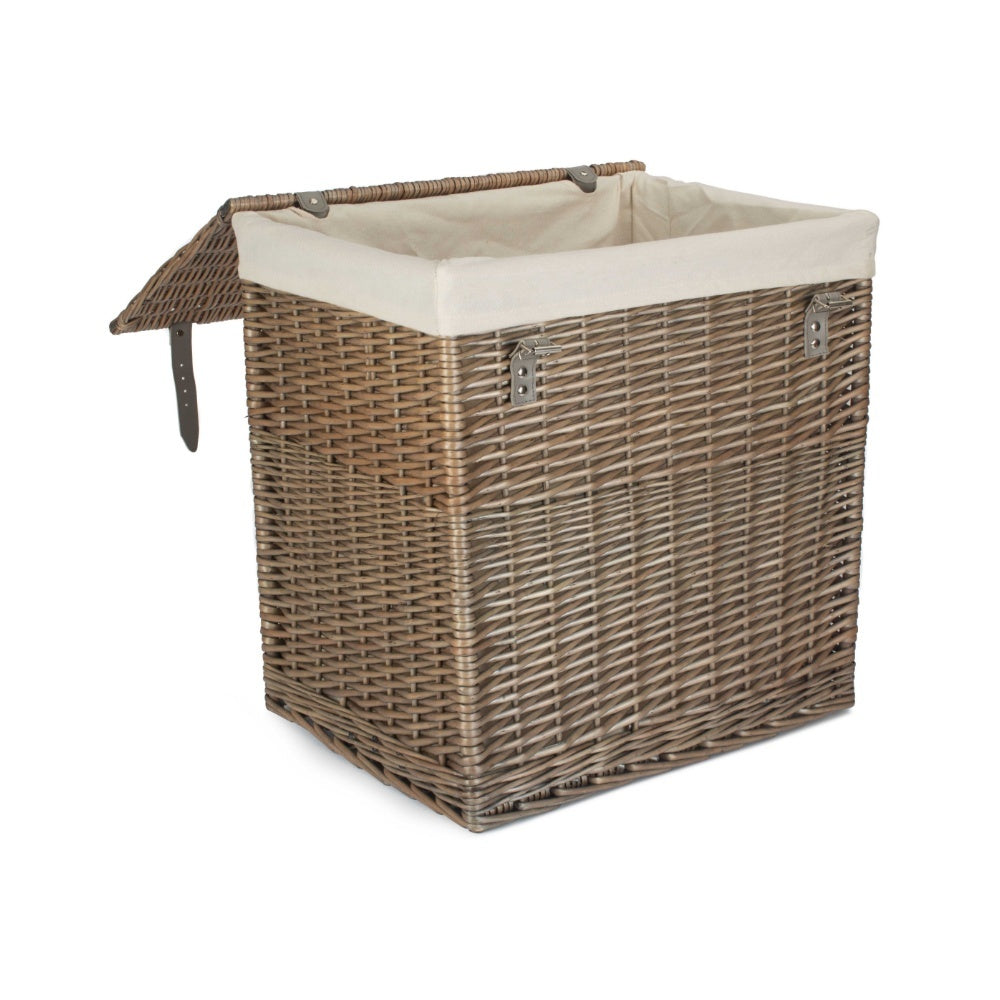 Boutique Antique Wash Wicker Laundry Basket With Lining