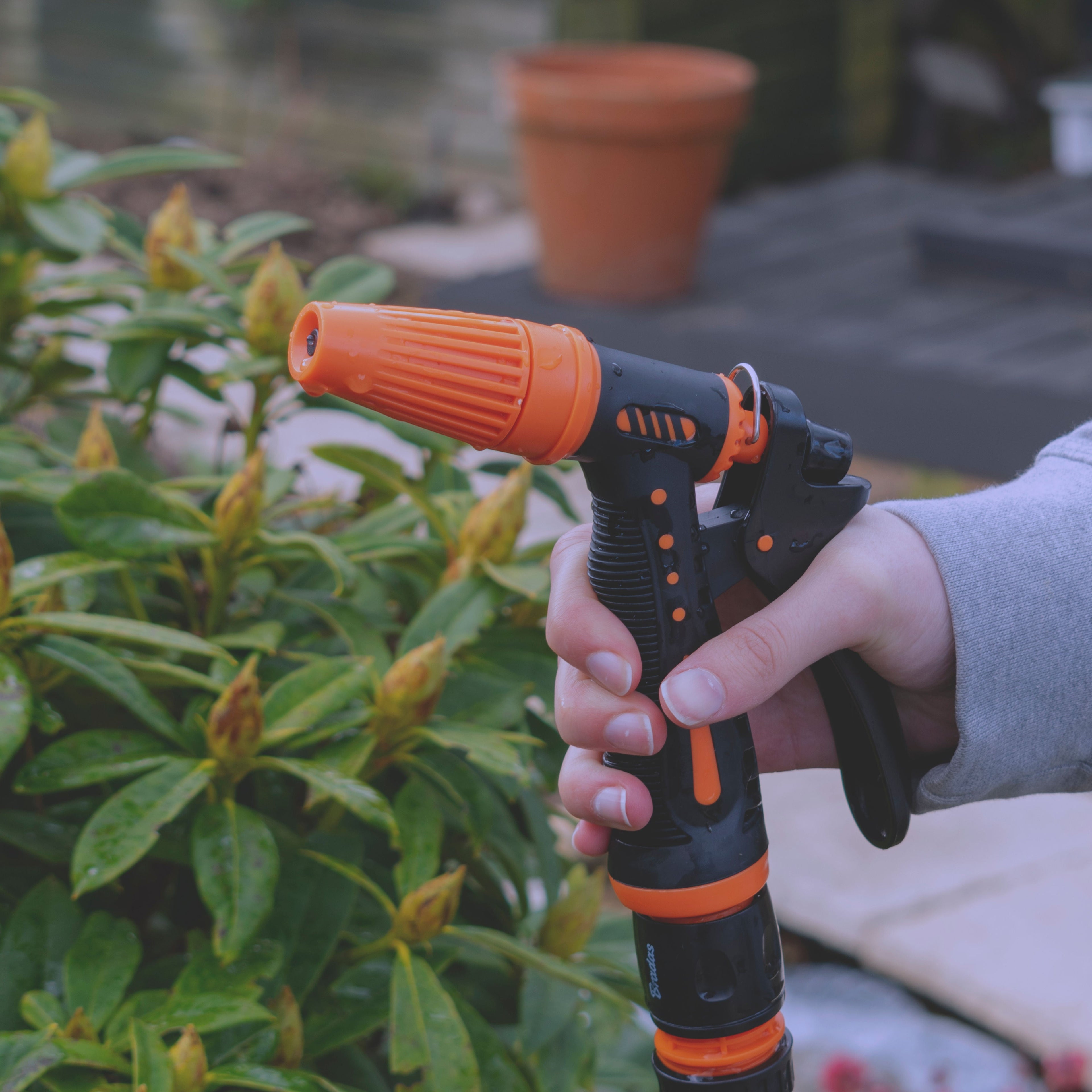 Hose Gun Water Sprayer Adjustable Black Orange Garden Hose Pipe Garden Watering