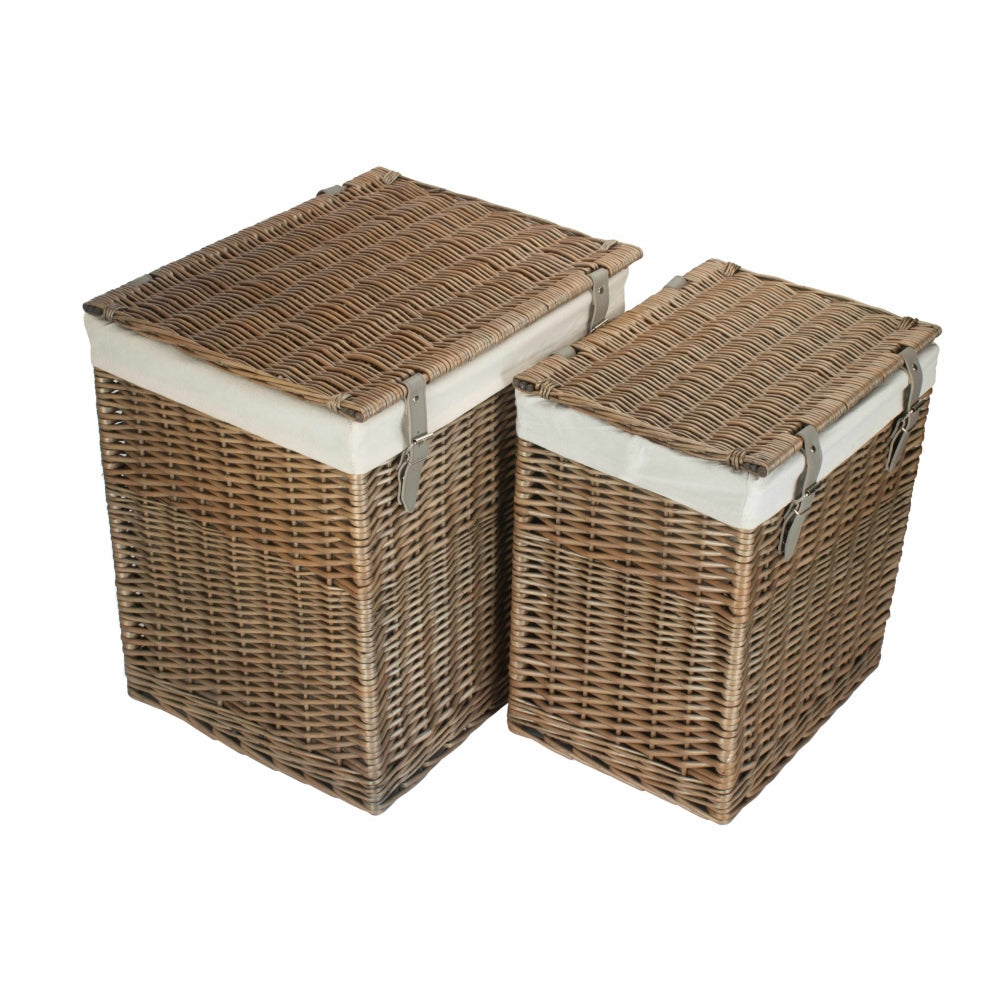 Boutique Antique Wash Wicker Laundry Basket With Lining