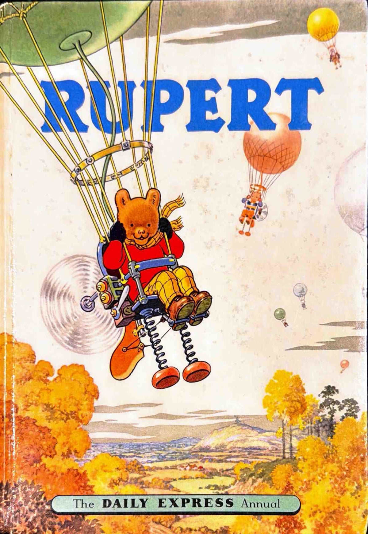 Vintage 1957 Rupert Bear Annual Daily Express Hardback Rare Flying Machine Cover