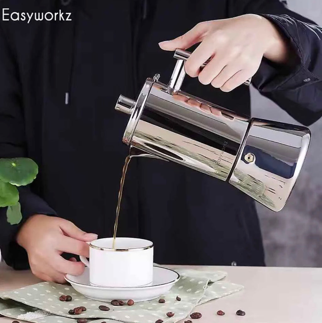 Italian Moka Top Espresso Maker Stainless Steel 6.8oz / 200ml