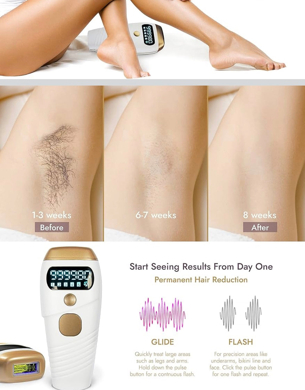 IPL Hair Removal Laser Device with Cooling — Permanent Painless Hair Remover for Women