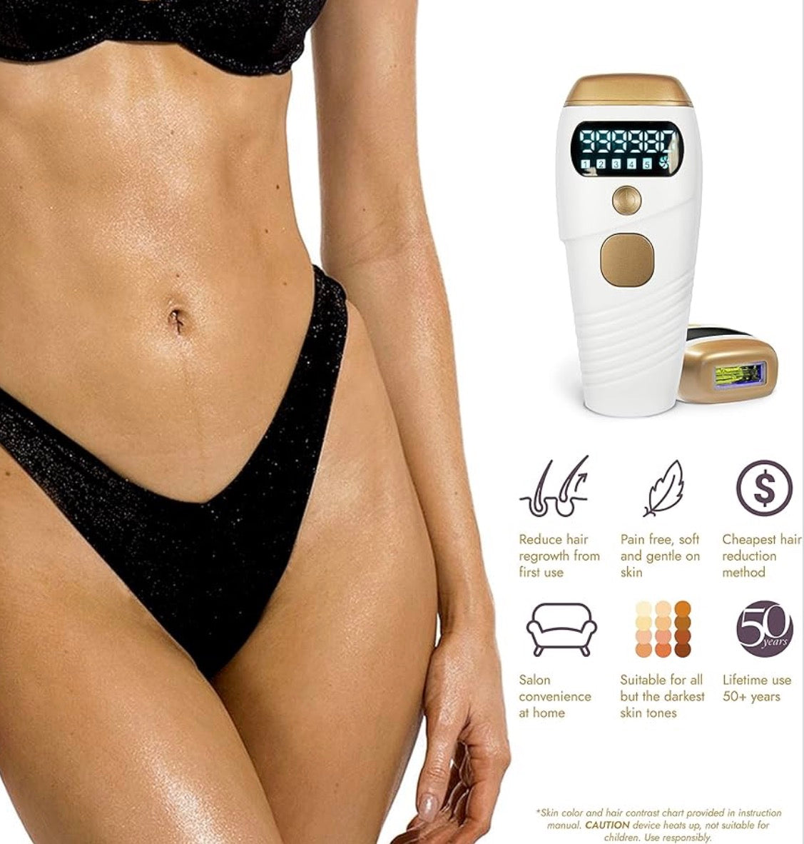 IPL Hair Removal Laser Device with Cooling — Permanent Painless Hair Remover for Women