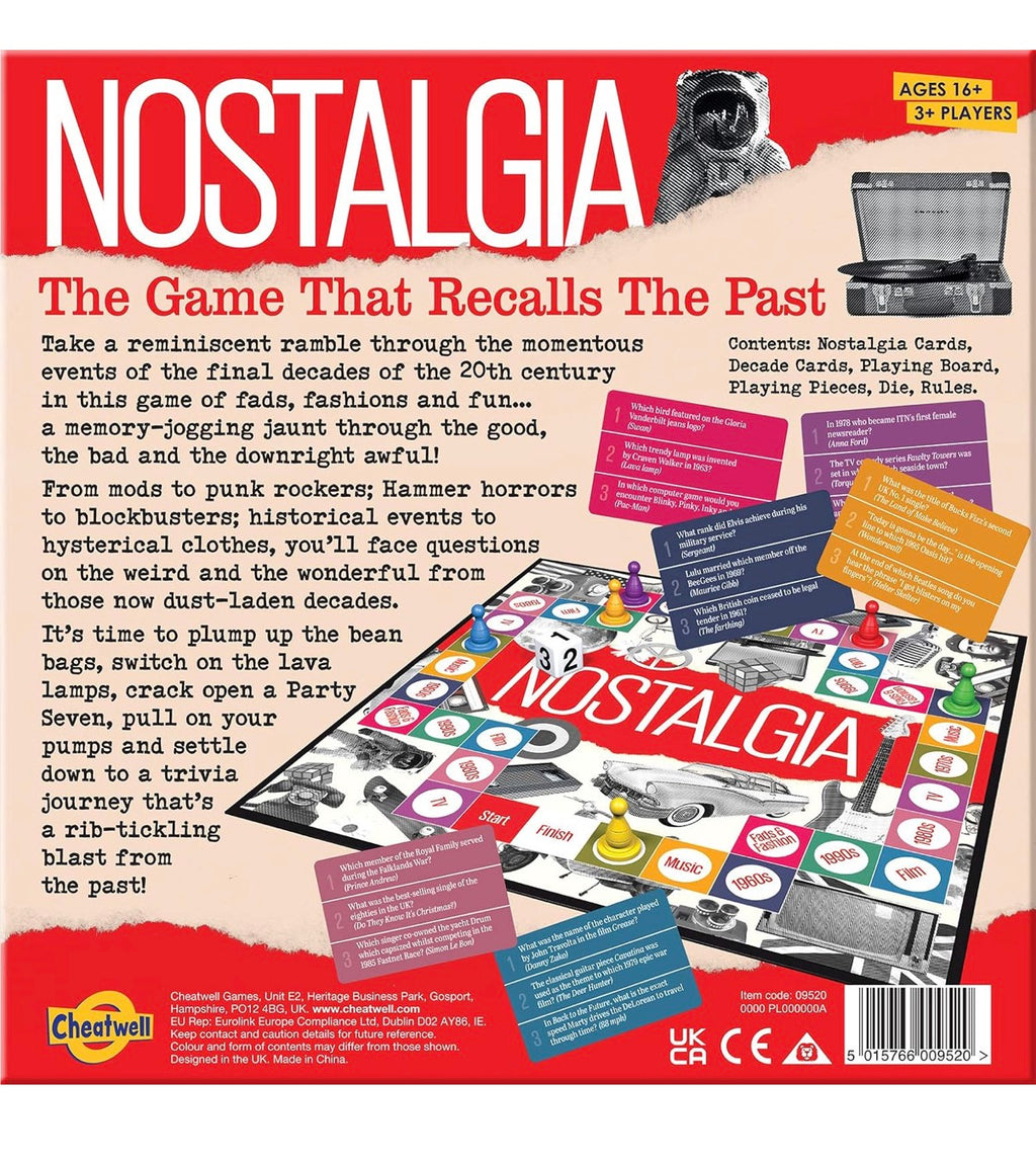 Cheatwell Games Nostalgia Board Game — British Quiz Game with 1000+ Questions