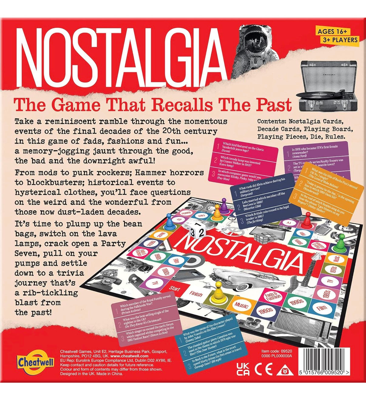 Cheatwell Games Nostalgia Board Game — British Quiz Game with 1000+ Questions