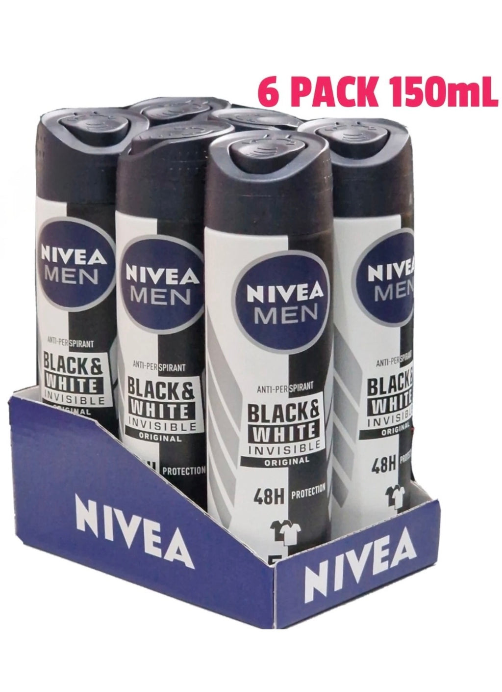 Nivea Men Anti-Perspirant Black & White Invisible Original 6 x 150ml