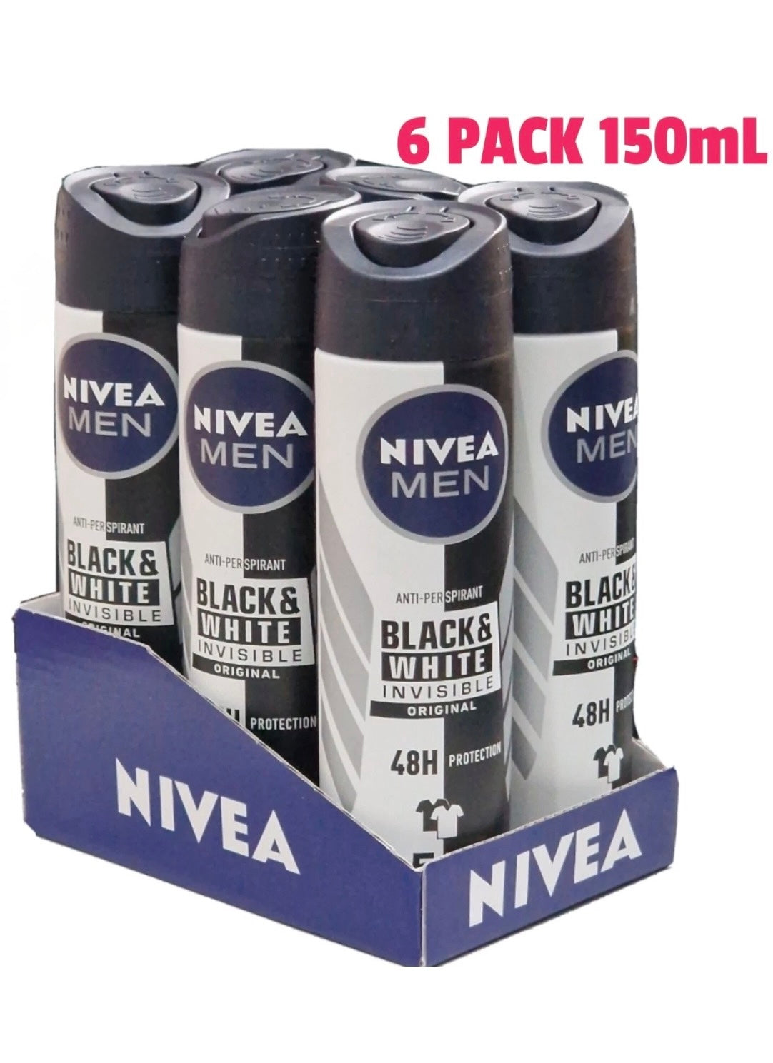 Nivea Men Anti-Perspirant Black & White Invisible Original 6 x 150ml