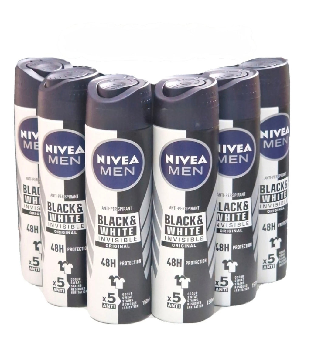 Nivea Men Anti-Perspirant Black & White Invisible Original 6 x 150ml