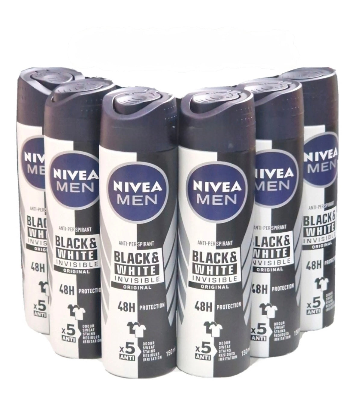 Nivea Men Anti-Perspirant Black & White Invisible Original 6 x 150ml