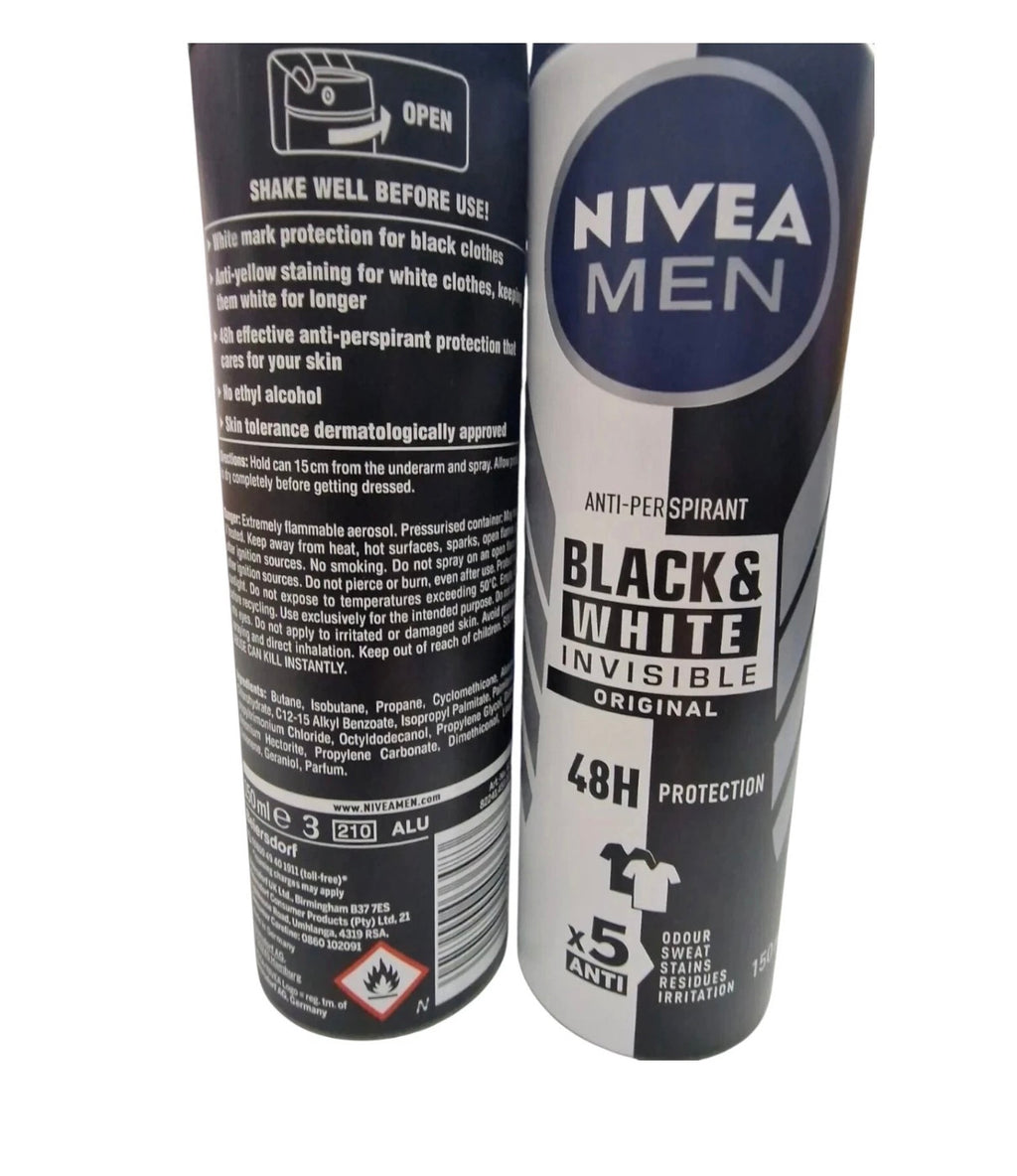 Nivea Men Anti-Perspirant Black & White Invisible Original 6 x 150ml