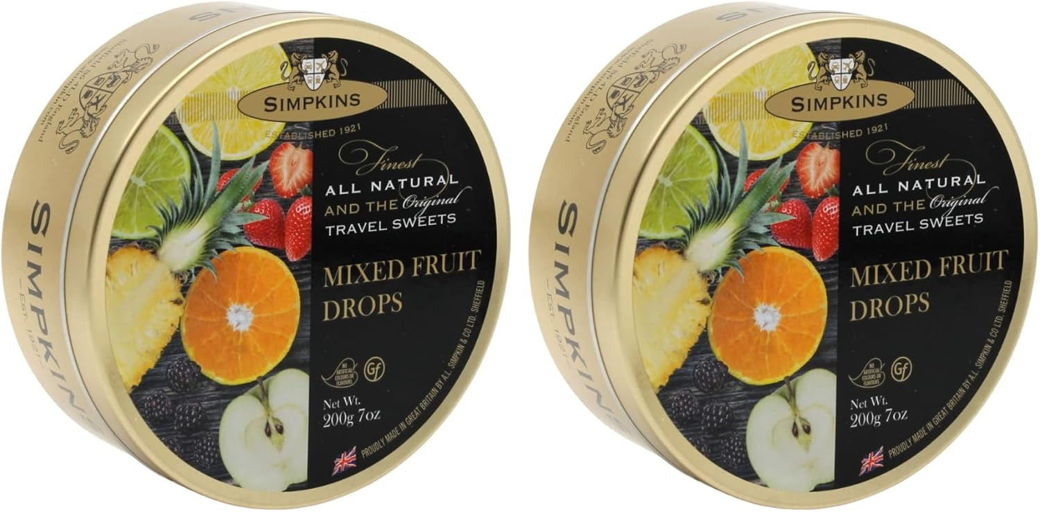 Simpkins Mixed Fruits Travel Sweets 2 x 200g Tin