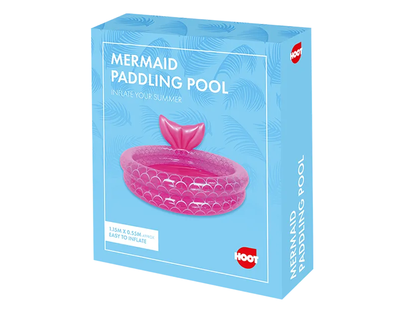 Inflatable Mermaid Paddling Pool for Kids | Hoot | 1.15m x 0.55m