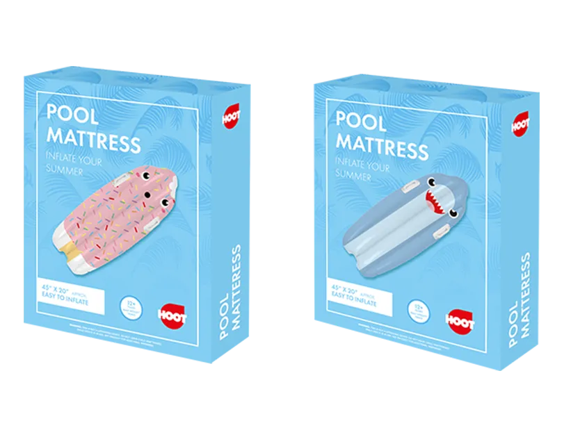 Inflatable Pool Mattress for Kids — Fun Beach & Pool Float (Shark or Ice Cream Design)
